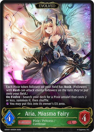 Aria, Miasma Fairy (Evolved) - SDD01: Showdown Deck: Forestcraft Shadowverse spoiler
