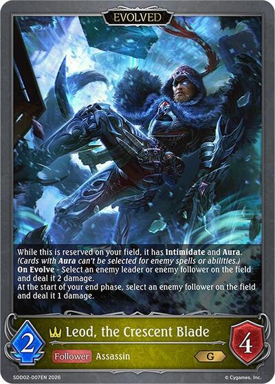 Leod, the Crescent Blade (Evolved) - SDD02: Showdown Deck: Swordcraft Shadowverse spoiler