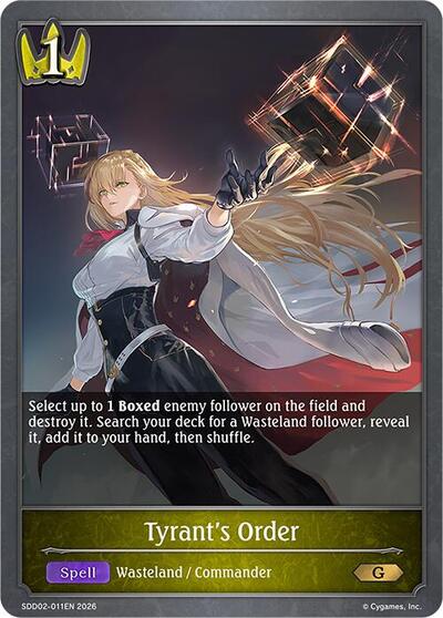 Tyrant's Order - SDD02: Showdown Deck: Swordcraft Shadowverse spoiler