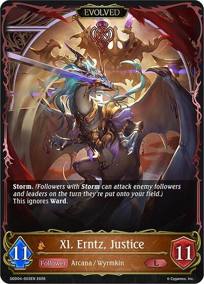 XI. Erntz, Justice (Evolved) - SDD04: Showdown Deck: Dragoncraft Shadowverse spoiler