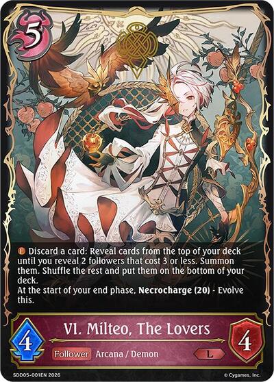 VI. Milteo, The Lovers - SDD05: Showdown Deck: Abysscraft Shadowverse spoiler
