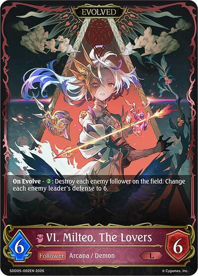 VI. Milteo, The Lovers (Evolved) - SDD05: Showdown Deck: Abysscraft Shadowverse spoiler