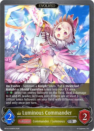 Luminous Commander (Evolved) - BP16: New World Genesis Shadowverse spoiler