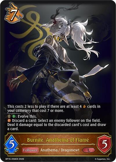 Burnite, Anathema of Flame - BP16: New World Genesis Shadowverse spoiler