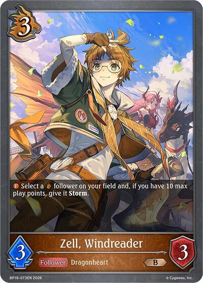 Zell, Windreader - BP16: New World Genesis Shadowverse spoiler