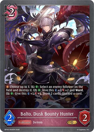 Balto, Dusk Bounty Hunter - BP16: New World Genesis Shadowverse spoiler