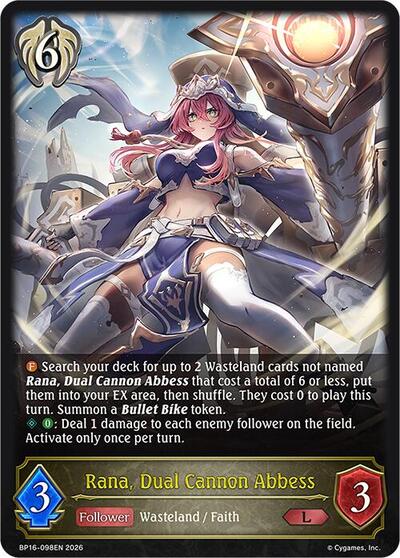 Rana, Dual Cannon Abbess - BP16: New World Genesis Shadowverse spoiler