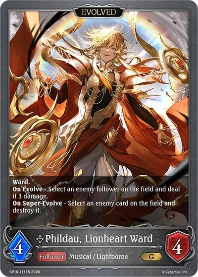 Phildau, Lionheart Ward (Evolved) - BP16: New World Genesis Shadowverse spoiler
