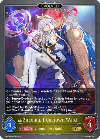Zirconia, Ironcrown Ward (Evolved) - P06 (Foil) - BP16: New World Genesis Shadowverse spoiler