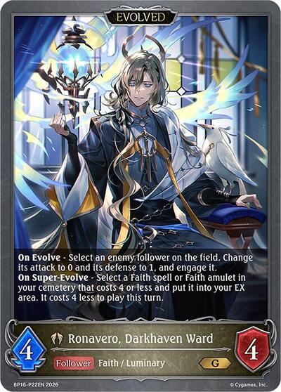 Ronavero, Darkhaven Ward (Evolved) - P22 (Foil) - BP16: New World Genesis Shadowverse spoiler