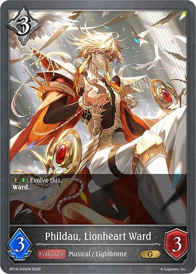 Phildau, Lionheart Ward - P25 (Foil) - BP16: New World Genesis Shadowverse spoiler
