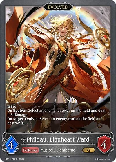Phildau, Lionheart Ward (Evolved) - P26 (Foil) - BP16: New World Genesis Shadowverse spoiler