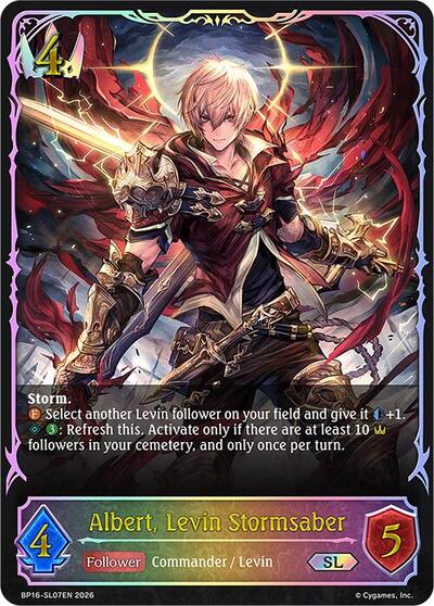 Albert, Levin Stormsaber (SL) - BP16: New World Genesis Shadowverse spoiler