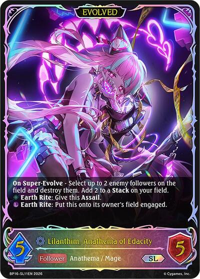 Lilanthim, Anathema of Edacity (Evolved) (SL) - BP16: New World Genesis Shadowverse spoiler