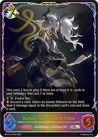 Burnite, Anathema of Flame (SL) - BP16: New World Genesis Shadowverse spoiler
