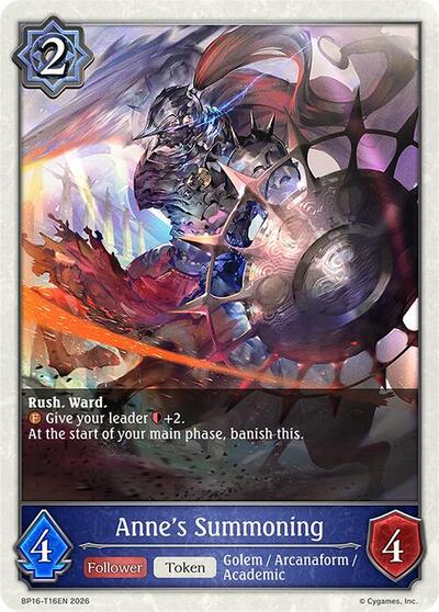 Anne's Summoning - BP16: New World Genesis Shadowverse spoiler