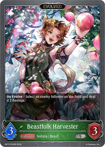 Beastfolk Harvester (Evolved) - P03EN (Foil) - BP17: Convergent Destinies Shadowverse spoiler