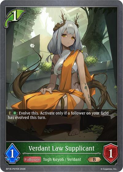 Verdant Law Supplicant - P07EN (Foil) - BP18: Neometropolis Shadowverse spoiler