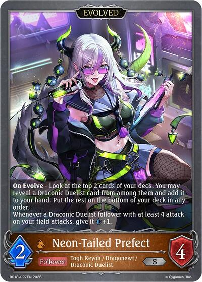 Neon-Tailed Prefect (Evolved) - P27EN (Foil) - BP18: Neometropolis Shadowverse spoiler