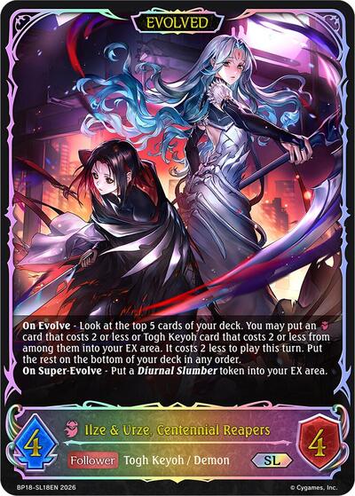 Ilze & Urze, Centennial Reapers (Evolved) (SL) - BP18: Neometropolis Shadowverse spoiler